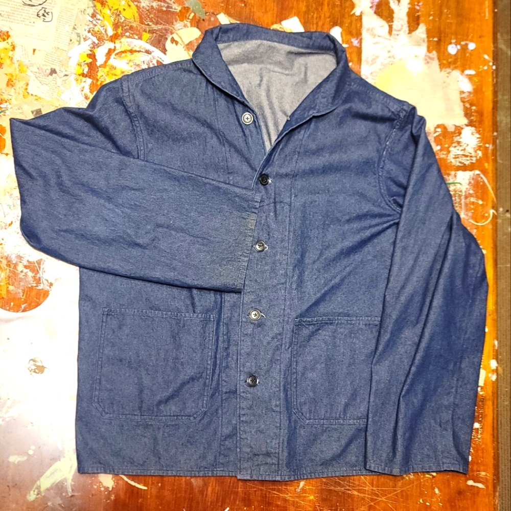 Naval style Demin Dungeree Jacket shawl collar